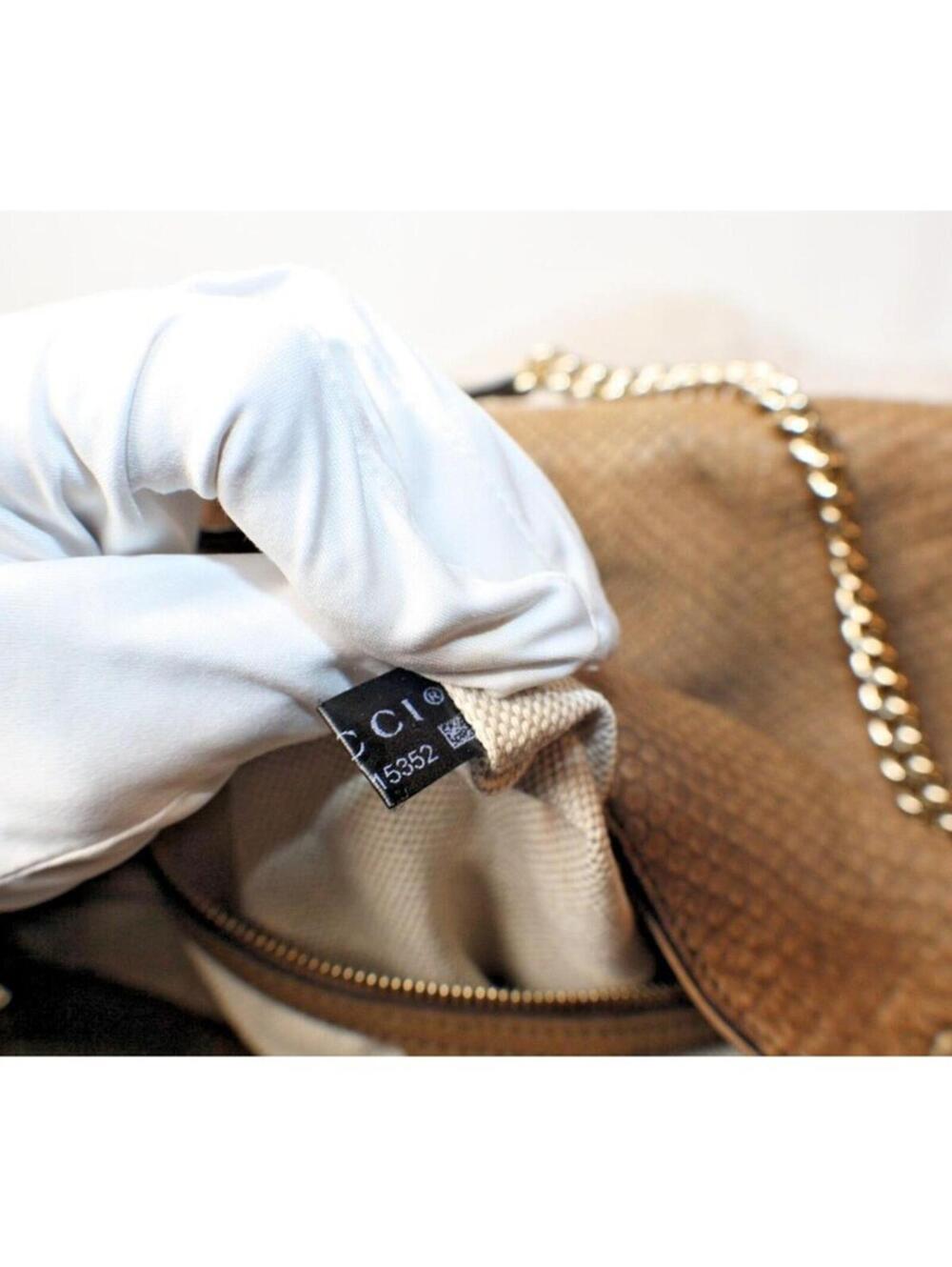 Gucci Soho Limited Edition Chain Strap Shoulder Bag Python Medium Brown Gold - Picture 11 of 15